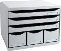 Exacompta 306740D Ablagebox Office Querformat mit 6 Schubladen für DIN A+ Dokumente. Belastbare Schubladenbox mit hoher Kapazität für mehr Platz auf dem Schreibtisch Store Box Lichtgrau