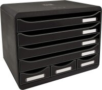 Exacompta 307714D Ablagebox Glossy Querformat mit 7 Schubladen für DIN A+ Dokumente. Belastbare Schubladenbox mit hoher Kapazität für mehr Platz auf dem Schreibtisch Store Box Blauer Engel Schwarz