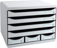Exacompta 307740D Ablagebox Office Querformat mit 7 Schubladen für DIN A+ Dokumente. Belastbare Schubladenbox mit hoher Kapazität für mehr Platz auf dem Schreibtisch Store Box Lichtgrau