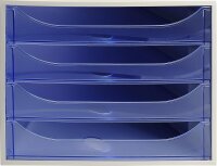 Exacompta 228610D Ablagebox Linicolor mit 4 Schubladen für DIN A4+ Dokumente. Ecobox mit hoher Kapazität für mehr Platz auf dem Schreibtisch Big Box Grau|Eisblau
