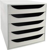Exacompta 229606D Ablagebox Office mit 5 Schubladen für DIN A4+ Dokumente. Ecobox mit hoher Kapazität für mehr Platz auf dem Schreibtisch Big Box Grau