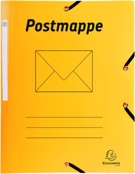 Exacompta 55849B Postmappe aus robustem Kunststoff mit 3 Innenklappen DIN A4 mit 2 Gummizügen gelb Juris-Mappe Sammelmappe Dokumentenmappe für Büro und Schule, gelb, 1 Stück