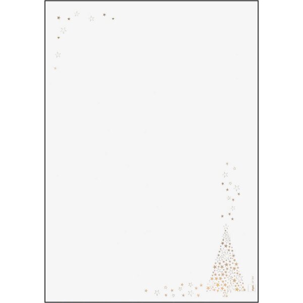 SIGEL DP084 Briefpapier Weihnachten "Golden Tree" | Goldprägung | DIN A4 | 100 Blatt | weihnachtliches Motivpapier