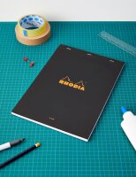 Rhodia 180009C - Schreibblock / Notizblock geheftet No.18 DIN A4 21x29,7 cm, 80 Blätter blanko 80g, abtrennbar und mikroperforiert, mit Kartonrücken, ideal für Notizen, 1 Stück