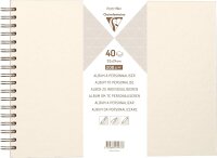 Clairefontaine 95433C - Album DIY zum Personalisieren, 40 Blatt weiß 200g im Format 32x24 cm, fester Umschlag, Elfenbeinperlmutt, 1 Stück