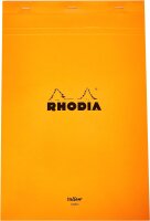 Rhodia 19660C - Notizblock N°19 (DIN A4+, 21 x 31,8 cm, mikroperforiert, liniert mit Rand, 80 Blatt, gelbes Papier) 1 Stück orange