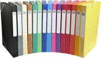 Exacompta 18500H Premium Sammelbox mit Gummizug 25 mm breit aus extra starkem Colorspan-Karton mit Rückenschild für DIN A4 Archivbox Heftbox Dokumentenbox Zeichenbox 1 Stück Zufallsfarbe