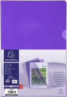 Exacompta 660505E 10er Pack PVC-Kunststoff Aktenhüllen. Für DIN A4 transparent glasklar violett oben und seitlich offen Plastikhülle Klarsichthülle für Büro und die mobile Organisation