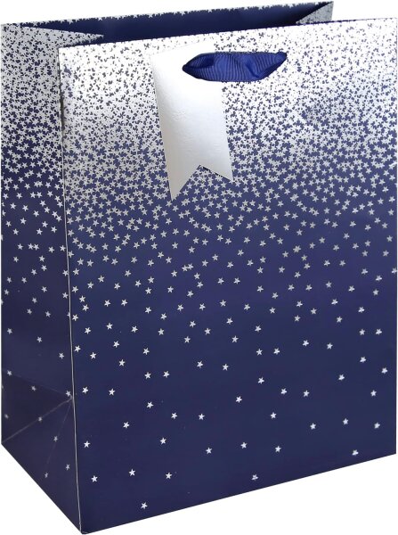 Clairefontaine 30861-3C - Geschenktasche 21,5x10,2x25,3 cm, ideal für Geschenke, Sternregen Blau, 1 Stück
