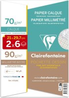 Clairefontaine 97528C Mappe (6 Bögen Millimeterpapier und 6 Bögen Transparentpapier, ideal für technische Zeichnen, 12 Bögen, DIN a4, 21 x 29,7 cm, 70 g)
