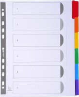 Exacompta 4306E Karton-Register Weiß in Überbreite für DIN A4 MAXI aus starkem Karton 6-teilig volle Höhe 24 x 29,7 cm weiße Blätter 6 farbige und verstärkte Taben Trennblätter Trennstreifen