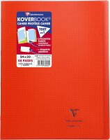 Clairefontaine 984604C - Heft Koverbook DIN A4+, 24x32 cm, 24 Blatt 90g, kariert 5/5 mit Rand, Einband aus transparentem Polypropylen, Rot, 1 Stück
