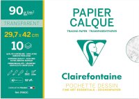 Clairefontaine 97883C - Mappe Transparentpapier, mit 10 Blatt DIN A3 29,7x42cm, 90g, 1 Stück