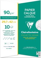 Clairefontaine 97883C - Mappe Transparentpapier, mit 10 Blatt DIN A3 29,7x42cm, 90g, 1 Stück