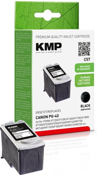 KMP C57 schwarz Tintenpatrone ersetzt Canon PG-40