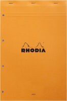 Rhodia 119600C - Notizblock (DIN A4, 21 x 29,7 cm, mikroperforiert, gelocht, liniert mit Rand, 80 Blatt) 1 Stück orange
