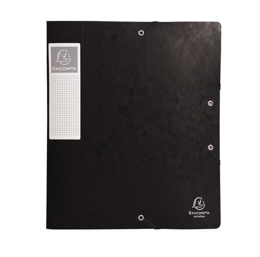 Exacompta 16016H Premium Sammelbox mit Gummizug 60 mm aus extra starkem Colorspan-Karton mit Rückenschild für DIN A4 Archivbox Heftbox Dokumentenbox Zeichenbox Sammelmappe schwarz