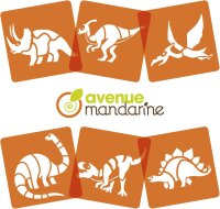 Avenue Mandarine 42449MD - Set mit 6 Schablonen, 15 x 15 cm, geeignet für Kinder ab 3 Jahren, für Filz- und Farbstifte, Farben oder Farbbomben, Dino, 1 Set