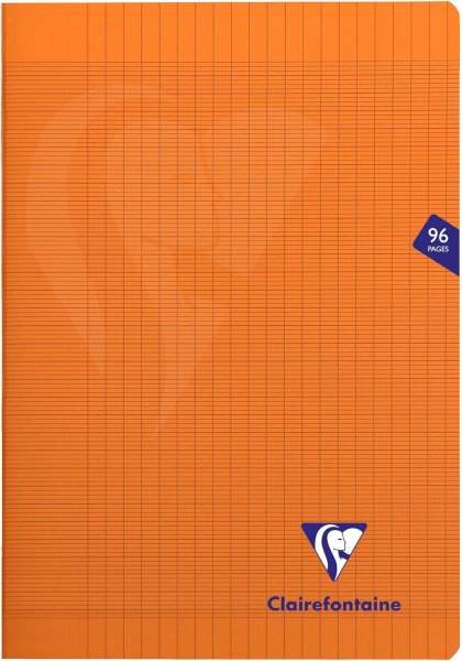 Clairefontaine 383161C - Schulheft Mimesys DIN A4 21x29,7 cm, robust mit Umschlag aus PP, 48 Blatt, französische Lineatur, 90g, Orange, 1 Stück