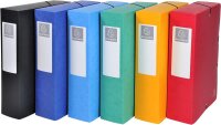 Exacompta 50830E 6er Pack Premium Sammelboxen Aufgebaut mit Gummizug 80 mm breit aus extra starkem Colorspan-Karton mit Rückenschild für DIN A4 Archivbox Heftbox Dokumentenbox farbig sortiert