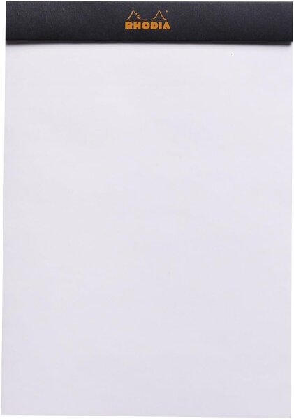Rhodia 160009C - Schreibblock / Notizblock geheftet No.16 DIN A5 21x14,8 cm, 80 Blätter blanko 80g, abtrennbar und mikroperforiert, mit Kartonrücken, Schwarz, 1 Stück