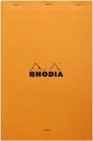 Rhodia 19000C - Notizblock (geheftet, mikroperforiert, DIN A4+, blanko, 80 g, 21 x 31,8 cm, 80 Blatt) 1 Stück, orange