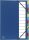 Exacompta 55342E Premium Ordnungsmappe Ordonator. Mit festem Einband für DIN A4 12 Fächer und 2 Gummizüge mit Indexfenster und dehnbarem Rücken Fächermappe Register-Mappe blau