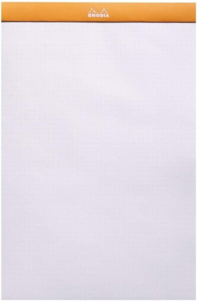 Rhodia 19558C - Notizblock / Schreibblock geheftet dotPad No.19 A4+ 21x31,8cm 80 Blätter Dot-Lineatur 80g, abtrennbar und mikroperforiert, mit Kartonrücken, , Orange, 1 Stück