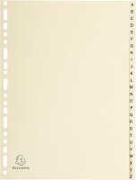 Exacompta 1126E Karton-Register A-Z für DIN A4 aus Karton 26-teilig volle Höhe 21 x 29,7 cm elfenbein mit bedruckten Taben Universallochung Trennblätter Trennstreifen Ordner-Register
