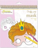 Avenue Mandarine GY021O Malbuch Graffy pop mit vorgestanzten Masken zum Ausmalen, 250g Zeichenpapier gedruckt, 24 Blatt, 12 verschiedene Motive x 2, geeignet für Kinder ab 5 Jahren, 1 Stück, Rot