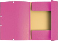 Exacompta 55520E Einschlagmappe. Aus extra starkem Colorspan-Karton mit 3 Innenklappen und 2 Gummizügen DIN A4 rosa Sammelmappe Dokumentenmappe für Büro und Schule