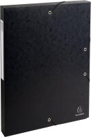 Exacompta 50301E Premium Sammelbox aufgebaut mit Gummizug 25 mm breit aus extra starkem Colorspan-Karton mit Rückenschild für DIN A4 Archivbox Heftbox Dokumentenbox Zeichenbox Sammelmappe schwarz