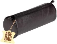 Clairefontaine 77031C Schlampermäppchen Age Bag (aus Leder, 22 x 8 cm, rund, groß, mit Metallverschluß) schwarz