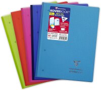 Clairefontaine 4851C Koverbook mikroperforiert, 4 fach Lochung, 22,3 x 29,7cm, 80 Blatt, kariert, 1 Stück, farbig sortiert