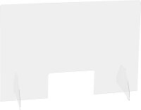 Exacompta 80458D Schutzwand Exascreen 95 x 58cm glasklar selbststehend. Ideal für Schreibtische, Behörden, Kassen, Theken und Schalter zum Schutz vor Viren Trennwand Spuckschutz