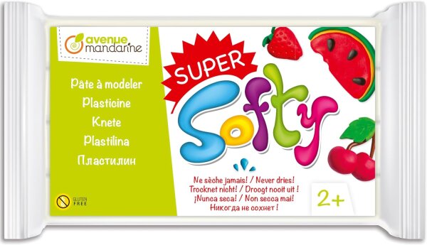 SUPER SOFTY - Modelliermasse, ultraweich, weiß – Block mit 350 g – trocknet nie – Gemüsepaste ab 2 Jahren – Kinder, Schule – SO0880350010C