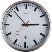 Unilux Wanduhr Station Bahnhofsuhr mit Funksteuerung und leisem Uhrwerk