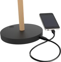 Unilux Vicky LED-Schreibtischleuchte schwarz-buche, dimmbar, USB Ladefunktion