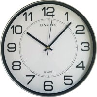 Unilux Wanduhr Magnetisch, 30,5cm Uhr mit modernem Ziffernblatt in silbergrau