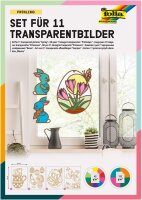 folia 23821 - Transparent - Bilder, im Frühling Design, Set für 11 Transparentbilder, zum Basteln von farbenfrohen Fensterbildern und Anhängern für Bäume und Sträucher