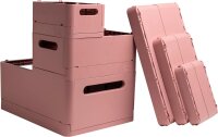 EXACOMPTA - Ref. 27038D – 1 Aufbewahrungsbox, faltbar, Smart Case Mini, vielseitig einsetzbar, flach verpackt – Format A6+ – Maße: 18,8 x 13,8 x 9,5 cm – Altrosa