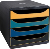 Exacompta - 310505D - BIG-BOX NeoDeco Aktenschrank mit 4 Schubladen für A4+ Dokumente, Außenmaße: 34,7 x 27,8 x 26,7 cm tief