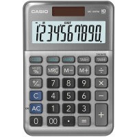 Casio Tischrechner MS-100FM, 10-stellig, Steuerberechnung, Cost/Sell/Margin, Aluminiumfront, Vorzeichenwechsel, Solar-/Batteriebetrieb