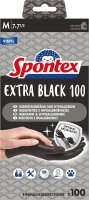 SPONTEX Extra Black Einmalhandschuhe aus Vinyl, ungepudert und latexfrei, vielseitig einsetzbar, in praktischer Spenderbox, Größe M, 100er Pack, schwarz