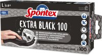 Spontex Extra Black Einmalhandschuhe aus Vinyl, ungepudert und latexfrei, vielseitig einsetzbar, in praktischer Spenderbox, Größe L, 100er Pack, schwarz