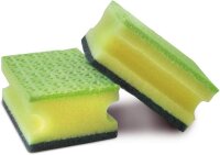 Spontex Reinigungsschwamm Duo Anti-Fett 5+1, Topfreiniger mit Trockenseite, Farbe nicht frei wählbar, grün/pink, 6 Stück