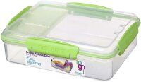 Sistema Snack Attack Duo To Go Brotdose mit 3 Fächern | 975ml Lunch box mit stapelbarem Design | BPA-frei | Blaugrün