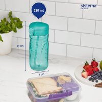 Sistema Hydrate Quick Flip Wasserflasche | 520 ml | BPA-freie Wasserflasche mit Trinkhalm | recycelbar mit TerraCycle® | farblich sortiert