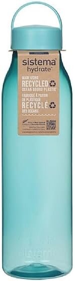 Sistema Ocean Bound Revive Wasserflasche aus Kunststoff, 700 ml, wiederverwendbare Wasserflasche, BPA-frei, aus recyceltem Kunststoff, Blaugrün oder Blau (Farbe nicht wählbar), 1 Stück