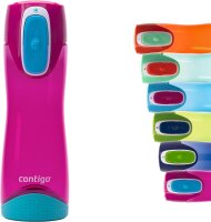 Contigo Trinkflasche Swish Autoseal große BPA-freie Kunststoff Wasserflasche, auslaufsicher, für Sport, Fahrrad, Joggen, Wandern, 500 ml, Pink